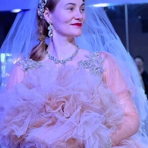 ✨ Princess-Worthy Nude Handmade Gala Gown – Sizes 4–8